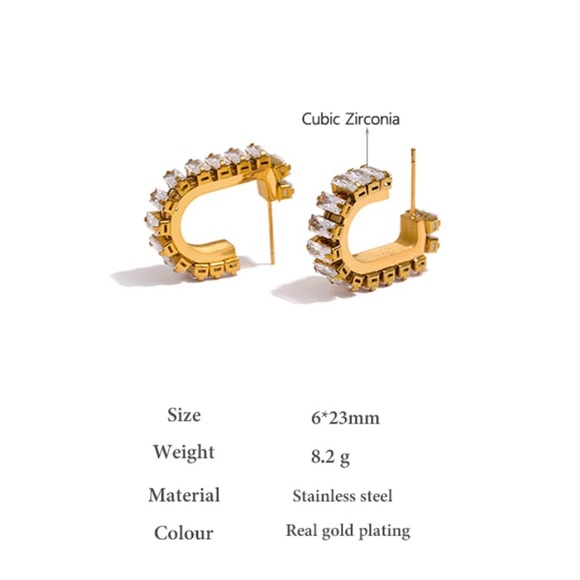 💛Gold plated geometric earrings - Picture 3 of 5